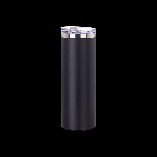 A black 20oz Skinny Tumbler