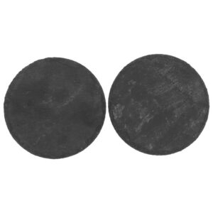 Two round slate coasters