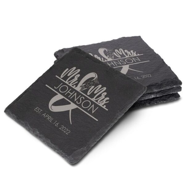 Square Shaped Bulk Laser engraved slate coasters