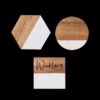 Three marble and wood coasters